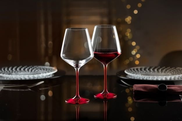 Wine Glass With Red Base 79 Cl Aria - Set Of 6
